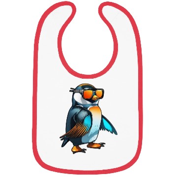 Discover Cool Winter Penguin with orange sunglasses Bibs