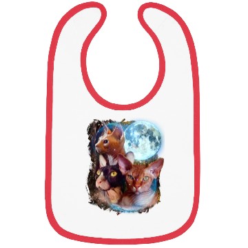 Discover 3 Moon Sphynx cats Animal Lovers Cute Kitty Cool Bibs