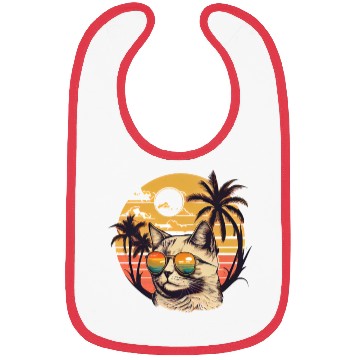 Discover Retro Cat Vintage Sunset 80s 90s Sunglasses Party Bibs