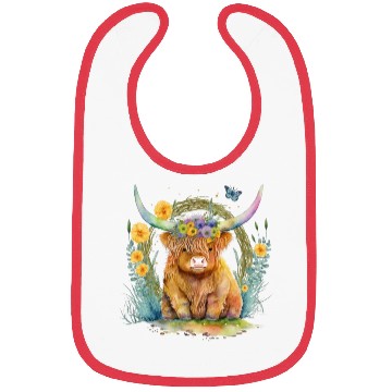 Discover Highland Cow With Colorful Flowers Bibs