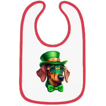 Discover St. Patricks Day Dachshund Wiener Dog Shamrock Bibs