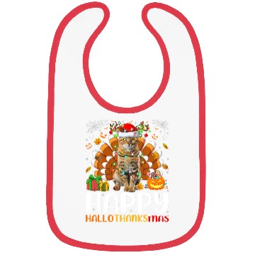 Discover Cat Lover Halloween Christmas Happy Hallothanksmas Bibs