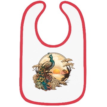Discover Serenity at Sunrise: Peacock Inspired Artwork Bibs