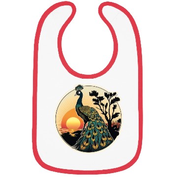 Discover Beautiful Peacock at Sunrise: A Tranquil Moment Bibs