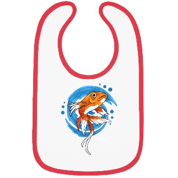 Discover Carp Koi Fish on Blue waves green Bibs