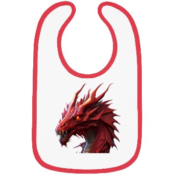 Discover red fierce dragon Bibs