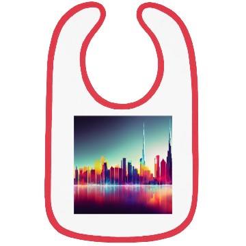 Discover Dubai silhouette skyline abstract art Bibs