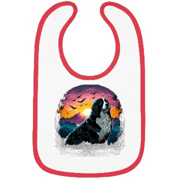 Discover Bernese Mountain Dog with Mountain Sunrise view Bibs