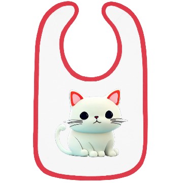 Discover The Feline Fantasy A White Cat Chibi Design Bibs