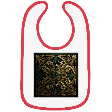 Discover Green Bronze Ornamental Plaid Decoration Pattern Bibs
