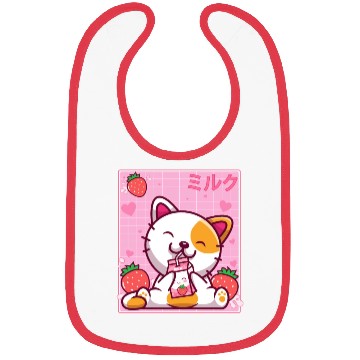 Discover Kawaii Kitten Cute Cat Strawberry Milk Shake Bibs