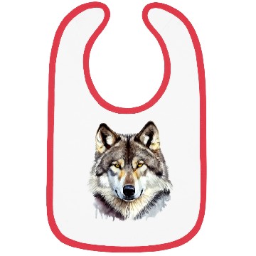 Discover Watercolor Grey Wolf Portrait Bibs