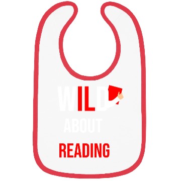 Discover Wild about reading dr teacher red and white stripe Bibs