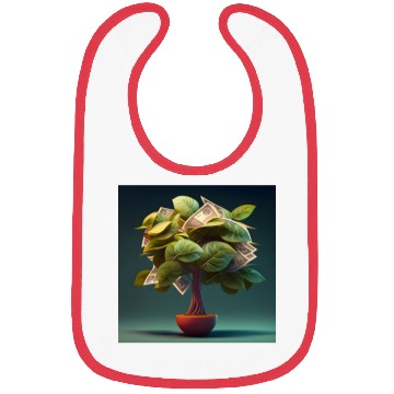 Discover Plant in Flower Pot Money Tree - 3D Digital Art Bibs