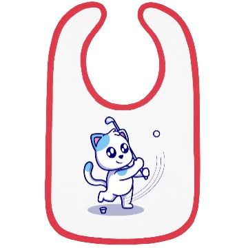 Discover Cute cat playing golf cartoon icon illustration Bibs