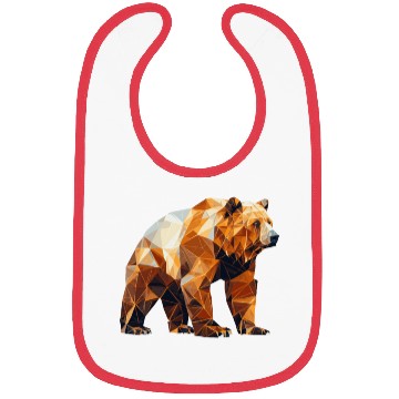 Discover Geometric Bear Head Abstract Polygonal Wild Animal Bibs