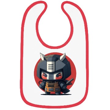 Discover Ninja warrior mech robot kawaii illustration Bibs