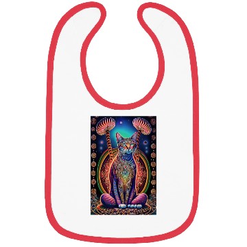 Discover stylized art cat Magic meditating pose-cat lover Bibs
