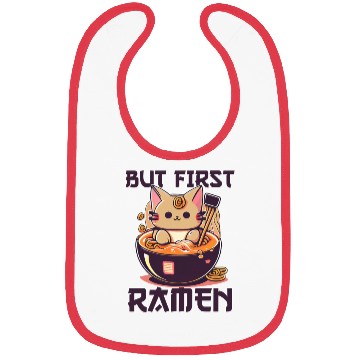 Discover But First Ramen Cat Japanese Tokyo Ramen Noodles Bibs