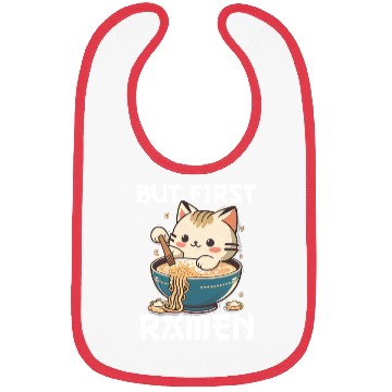 Discover But First Ramen Cat Japanese Tokyo Ramen Noodles Bibs