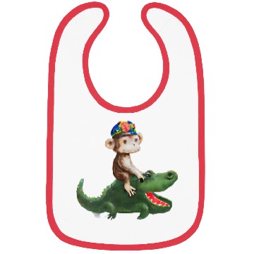 Discover Funny monkey on crocodile design Bibs