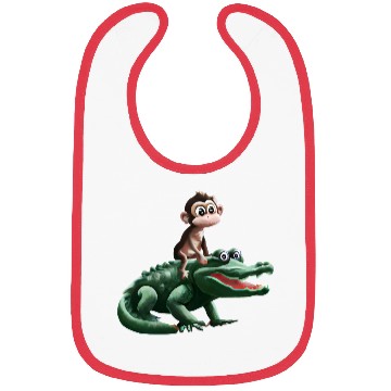 Discover Funny monkey on crocodile design Bibs