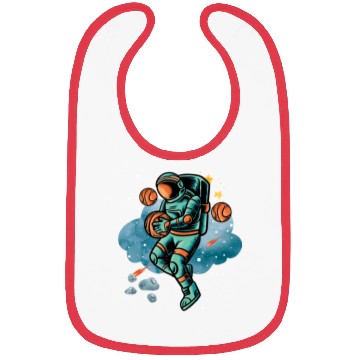 Discover Blue and Orange Illustrated Astronaut Galaxy Bibs