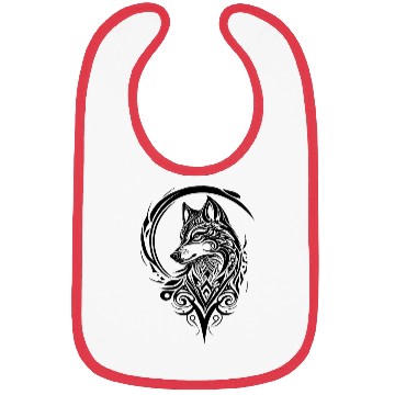 Discover Pretty Wolf Portrait T Tattoo Style Bibs