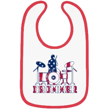 Discover Drum Player Drummer Drum Instrument Drummer US Fla Bibs