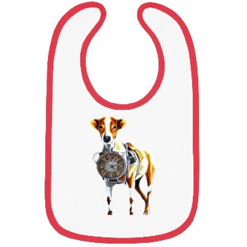 Discover Brown White Greyhound Dog With Old Looking Clock Bibs