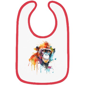 Discover Watercolor Monkey Colorful Wildlife Animal Lover Bibs