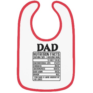 Discover Funny Dad Nutrition Facts Label Bibs