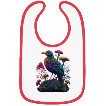 Discover trippy patterns psychedelic Mushroom phoenix bird Bibs