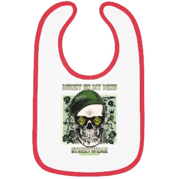 Discover Money On My Mind Graffiti Skull Bibs