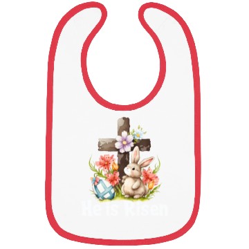 Discover He Is Risen Cute Bunny Christianity Cross Bibs
