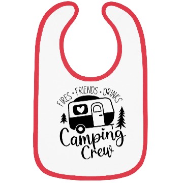 Discover Camping Crew Fries Friends Drinks Bibs