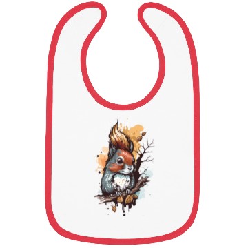 Discover Cute squirrel portrait design painting Bibs