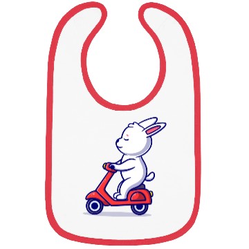 Discover Cute bunny riding scooter icon illustration Bibs