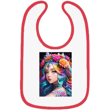 Discover Spring Girl with a bouqet of flowers garland #8 Bibs