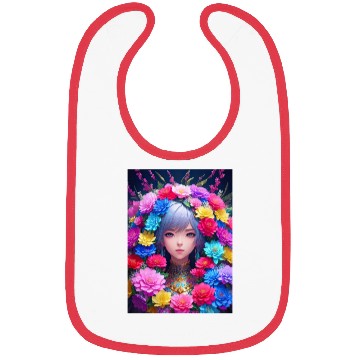 Discover Spring Girl with a bouqet of flowers garland #13 Bibs