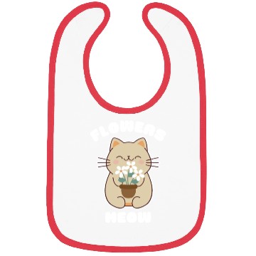 Discover Cute cat and flowers, meow! Bibs
