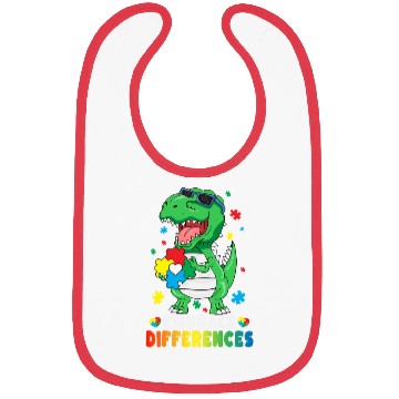Discover Embrace Differences TRex Dinosaur Autism Awareness Bibs