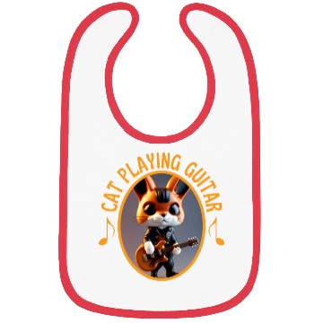 Discover Cat Playing Guitar Cute Kitty Playing Guitar Bibs