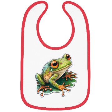 Discover Cartoon Green Frog Bibs