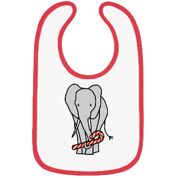 Discover Christmas Elephant Holding Candy Cane Bibs