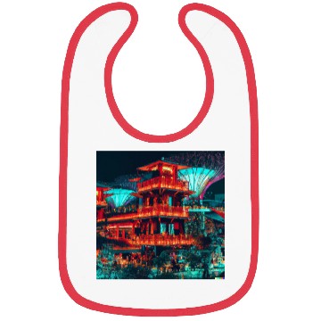 Discover Neon Synthwave Cyber Futuristic Town Retro Future Bibs