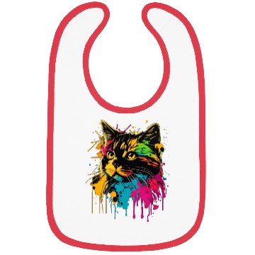 Discover realistic cat meow outline wpap colorful Bibs