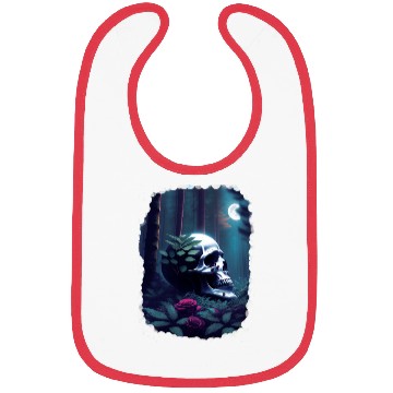 Discover Skull and rose moonlight gothic themed art Bibs