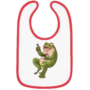 Discover Toad Frog eating Ramen Soup Design for a Frog Bibs