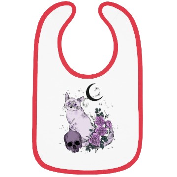 Discover Gothic Cat and Roses Bibs